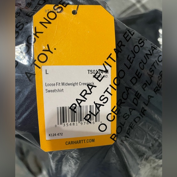 Carhartt Loose Fit Midweight Crewneck Sweatshirt Men’s Navy Size Large - Picture 4 of 7